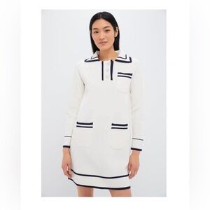 Tuckernuck cream Eleanora Dress with Navy Accents